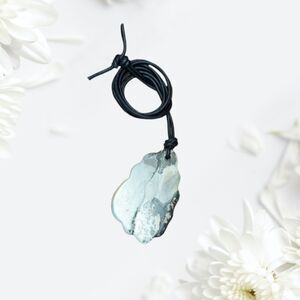 Large Apache Jasper Necklace Unique Natural Gemstone Leather Cord